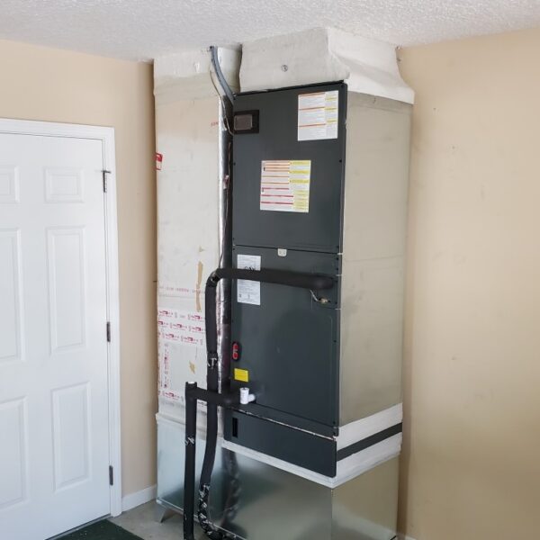 Indoor air handler unit installed