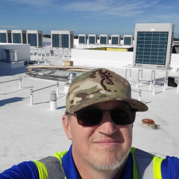 HVAC contractor at commercial building